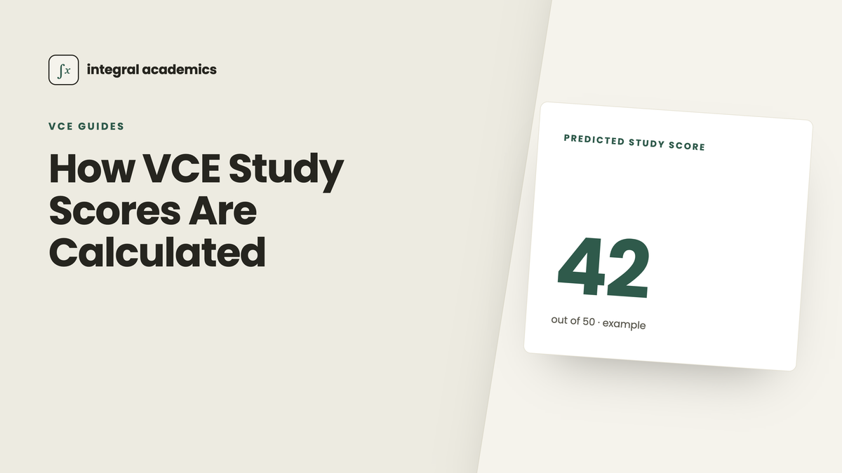 How VCE study scores are calculated, illustrated with an example predicted study score