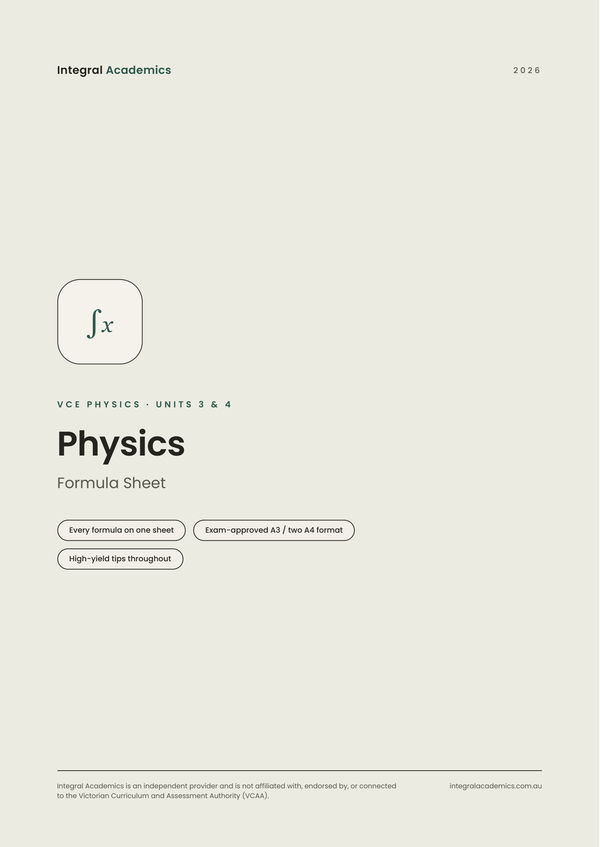 VCE Physics Formula Sheet cover