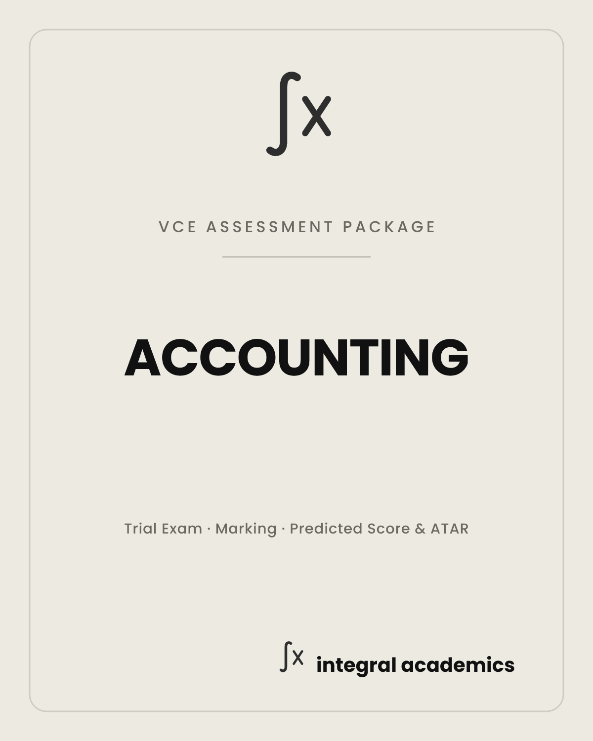 Accounting VCE Assessment Package cover