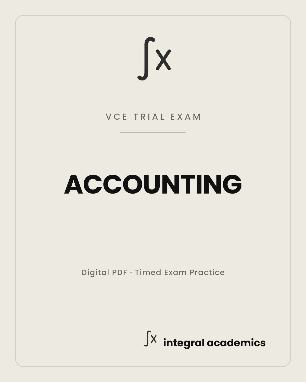 Accounting VCE trial exam cover
