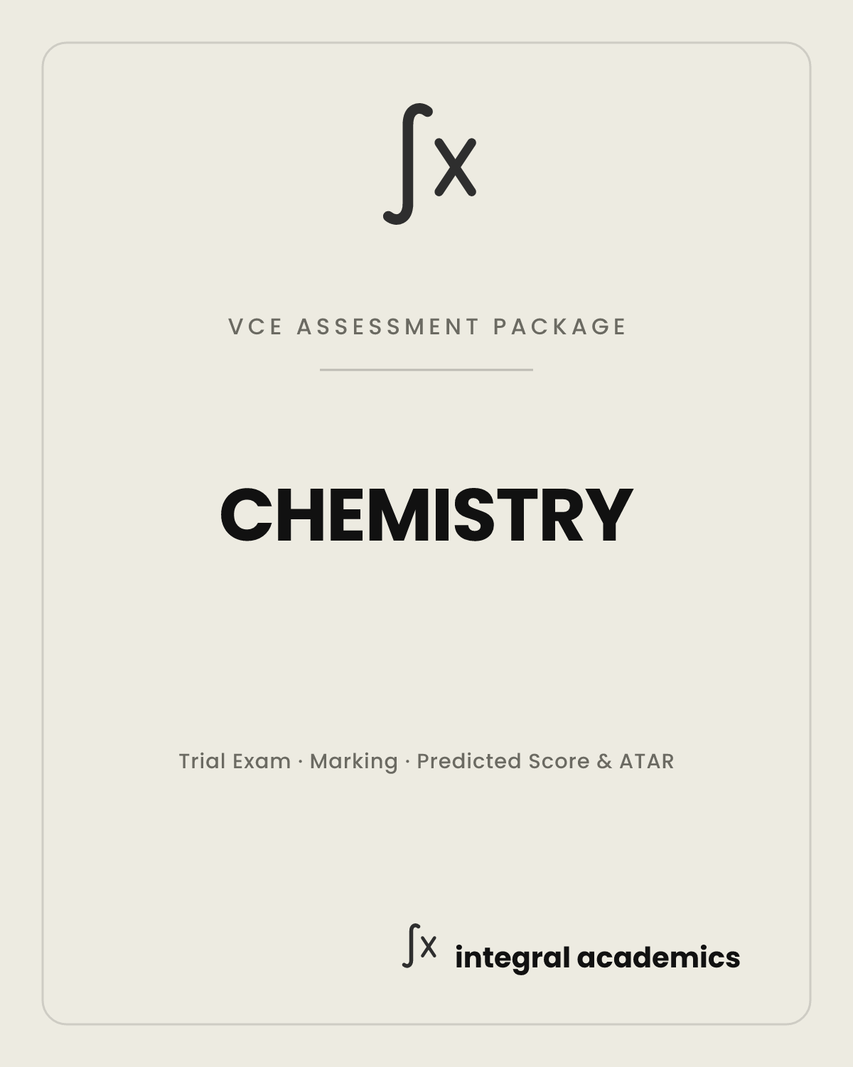 Chemistry VCE Assessment Package cover