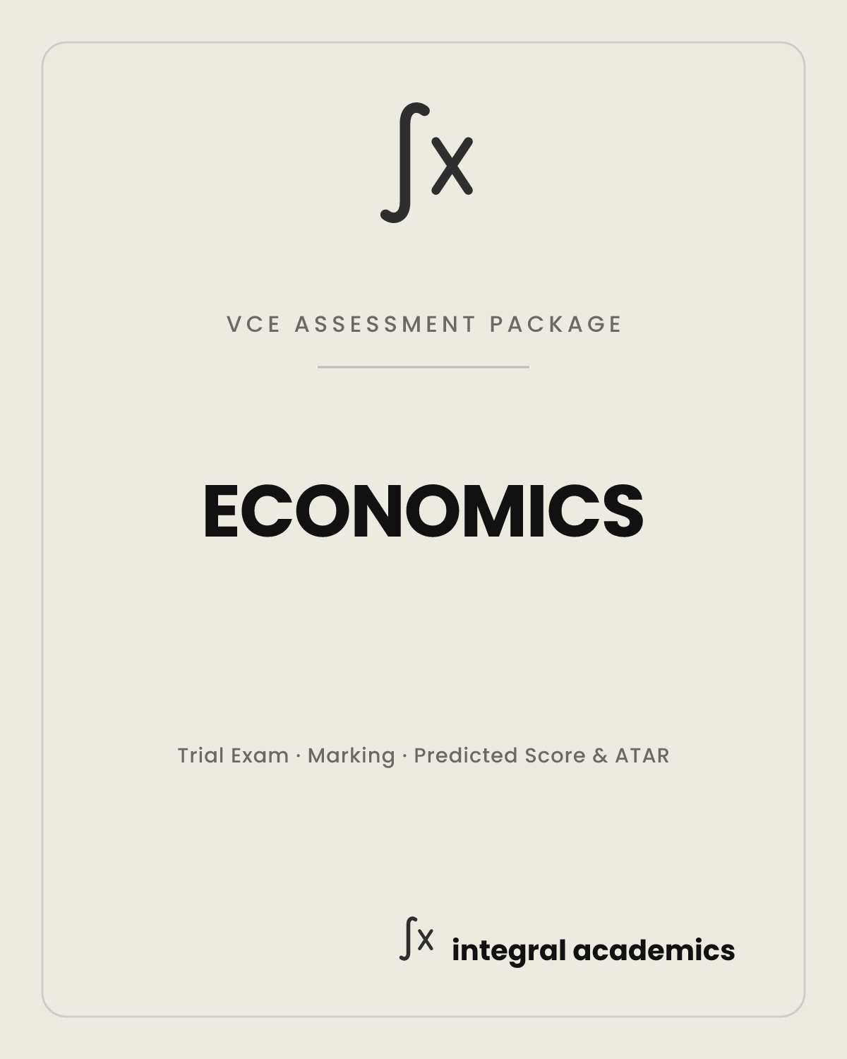 Economics VCE Assessment Package cover
