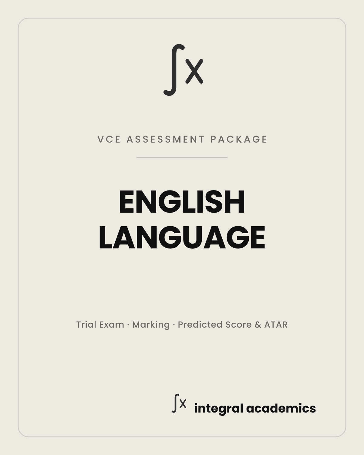 English Language VCE Assessment Package cover