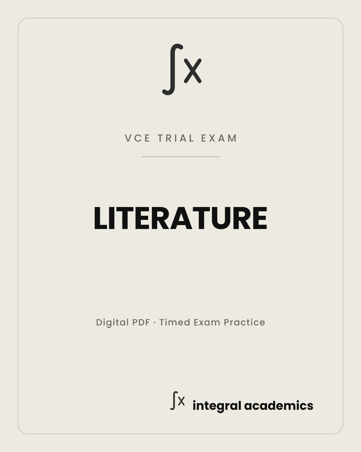 Literature VCE trial exam cover