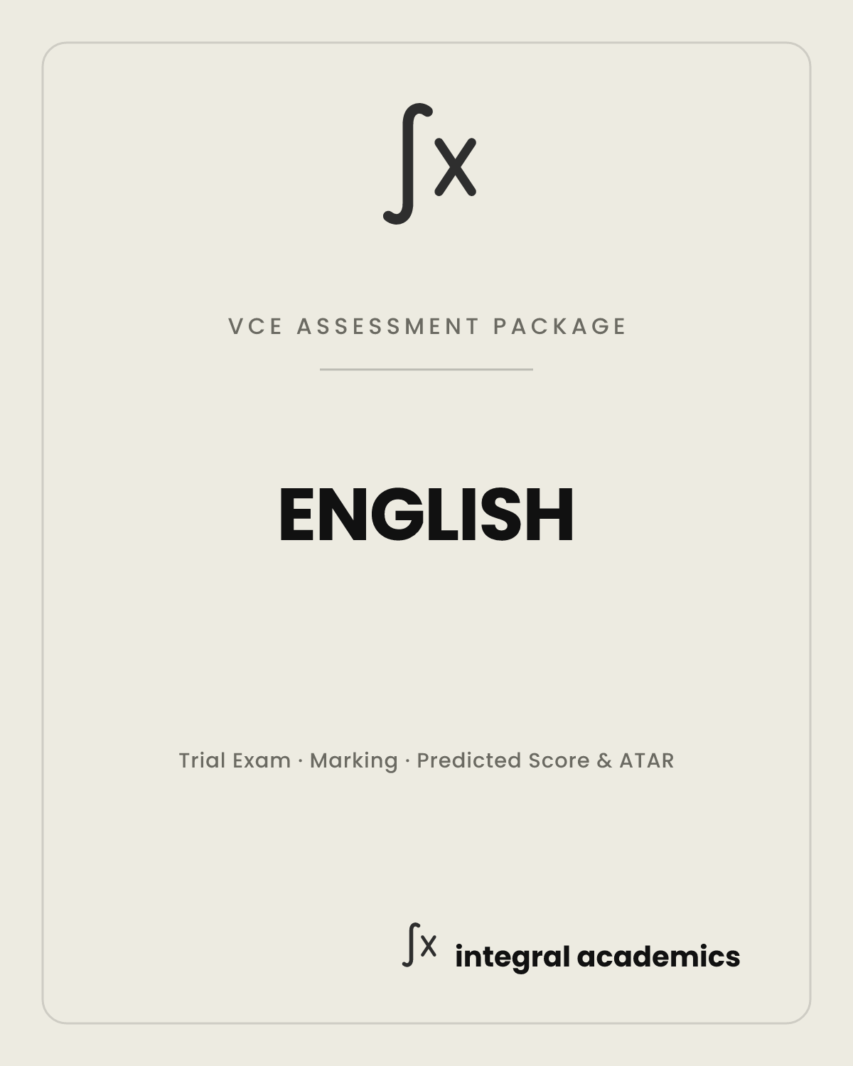 English VCE Assessment Package cover