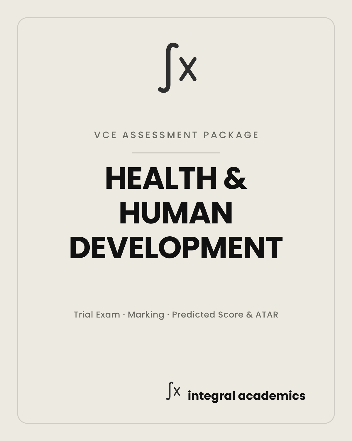 Health & Human Development VCE Assessment Package cover