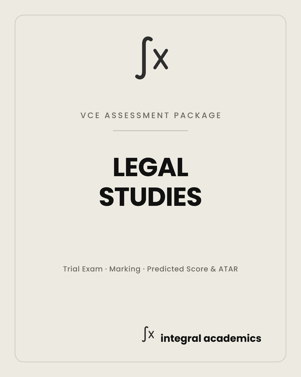 Legal Studies VCE Assessment Package cover
