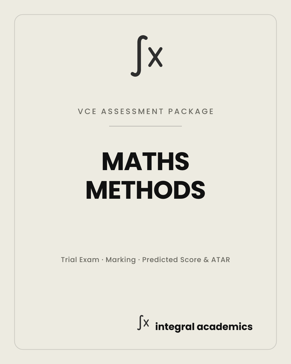 Maths Methods VCE Assessment Package cover