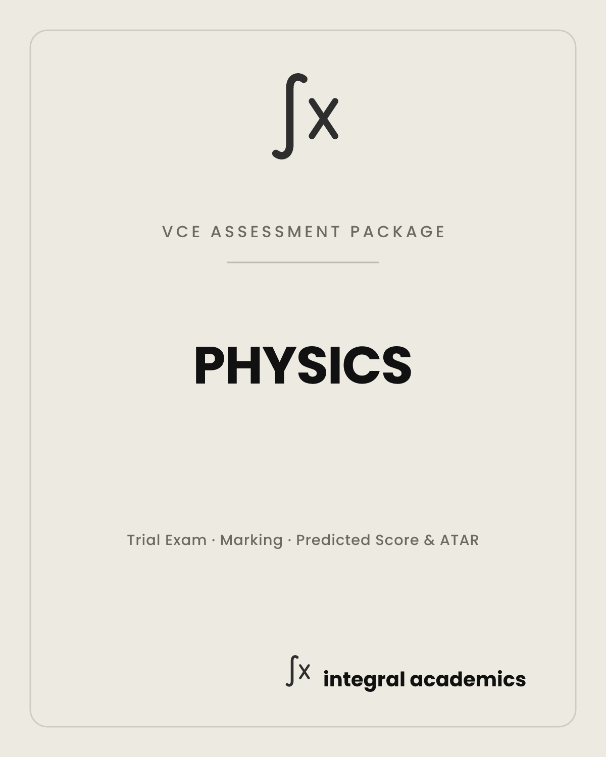 Physics VCE Assessment Package cover