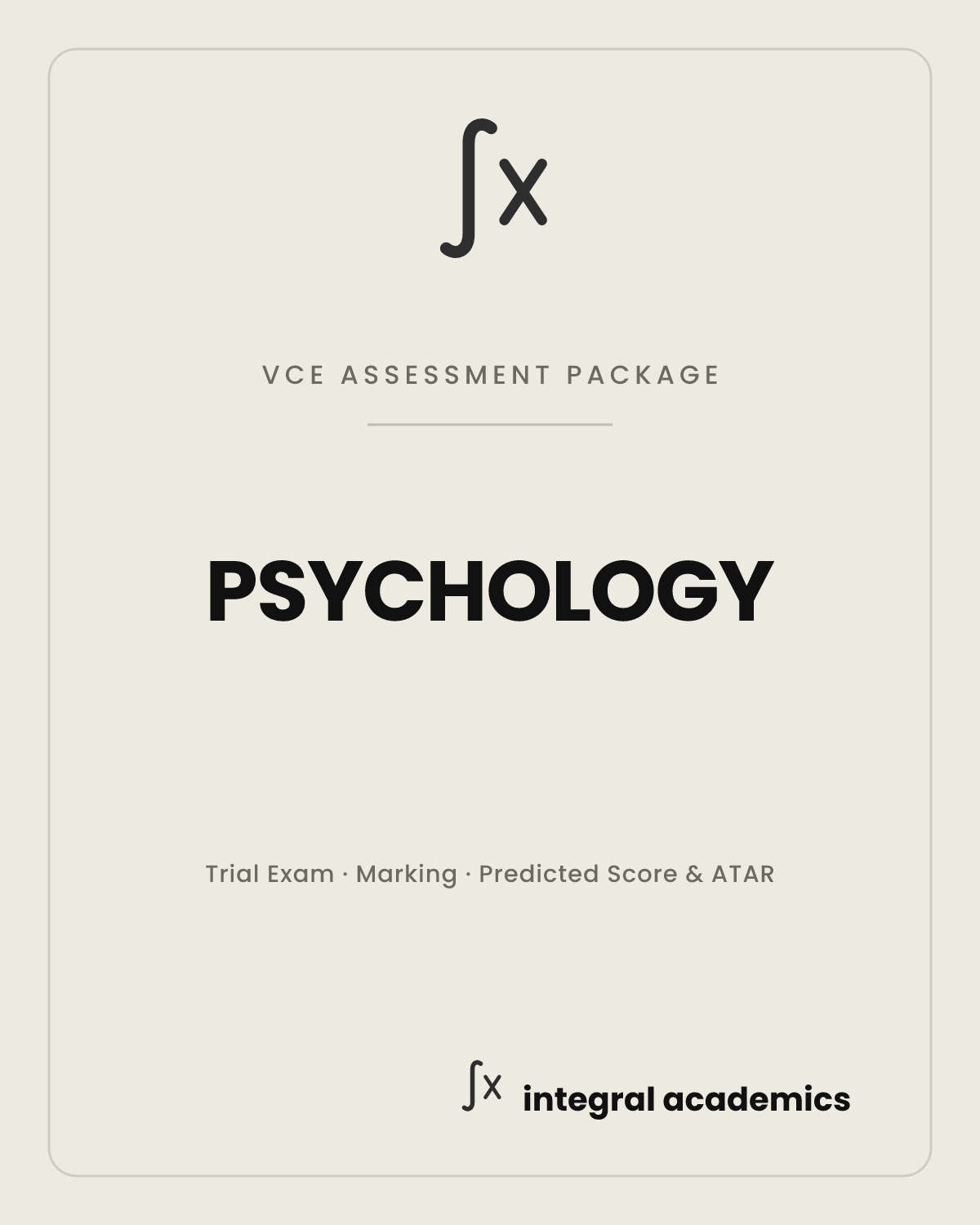 Psychology VCE Assessment Package cover