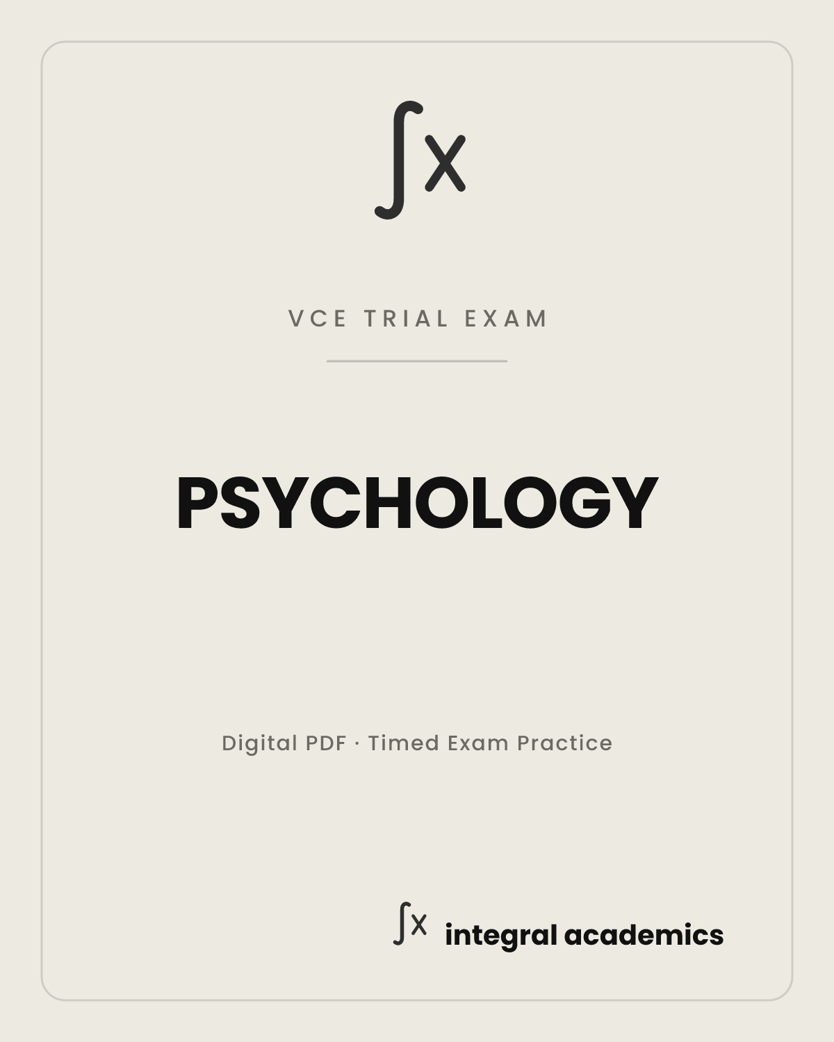 Psychology VCE trial exam cover