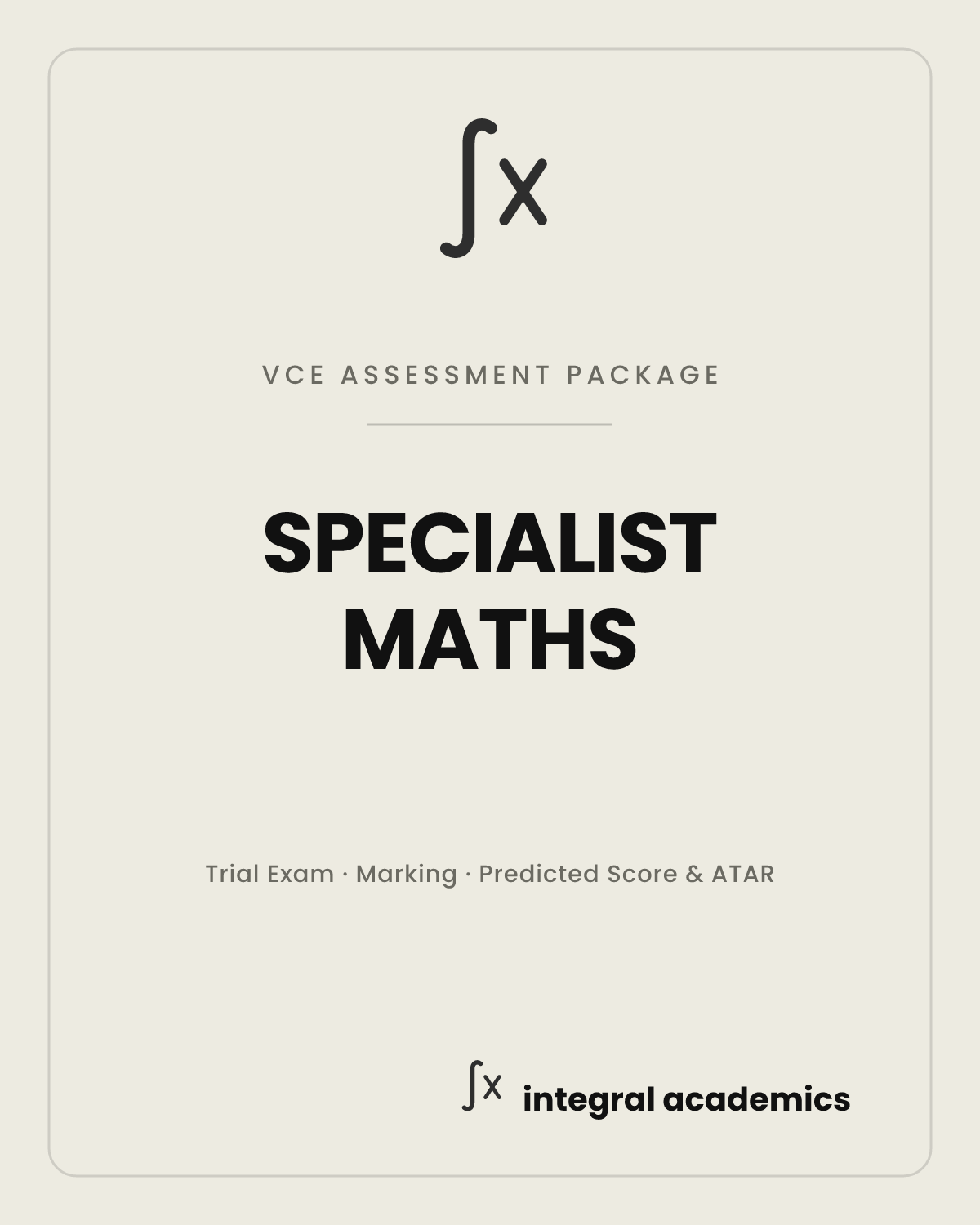 Specialist Maths VCE Assessment Package cover